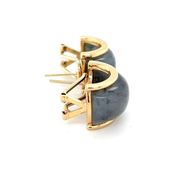 14k Gold Gray Stone French Clip Earrings - Picture 4 of 6